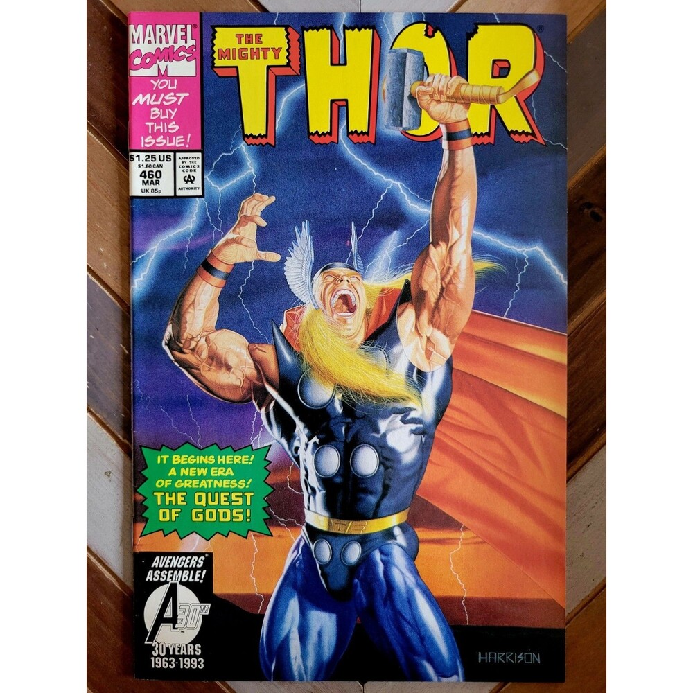 Thor #460 FN/VF (Marvel 1993) Lou Harrison Cover! Jim Starlin Story! Pinups!